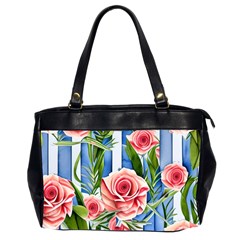 Chic Watercolor Flowers Oversize Office Handbag (2 Sides) by GardenOfOphir