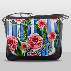 Chic Watercolor Flowers Messenger Bag by GardenOfOphir