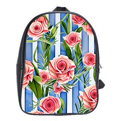 Chic watercolor flowers School Bag (XL)