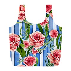 Chic watercolor flowers Full Print Recycle Bag (L)