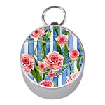 Chic watercolor flowers Mini Silver Compasses Front