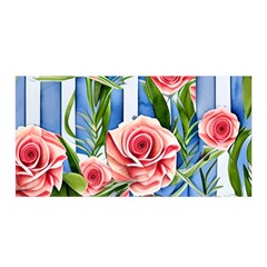 Chic Watercolor Flowers Satin Wrap 35  X 70  by GardenOfOphir