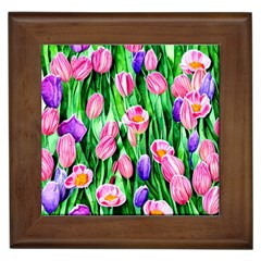 Combined Watercolor Flowers Framed Tile by GardenOfOphir