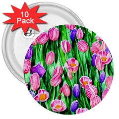 Combined Watercolor Flowers 3  Buttons (10 Pack)  by GardenOfOphir