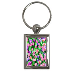 Combined Watercolor Flowers Key Chain (rectangle) by GardenOfOphir