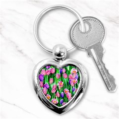 Combined Watercolor Flowers Key Chain (heart) by GardenOfOphir