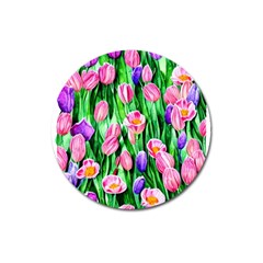 Combined Watercolor Flowers Magnet 3  (round) by GardenOfOphir