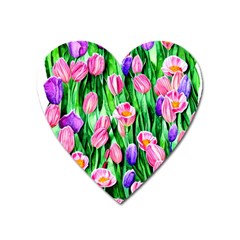 Combined Watercolor Flowers Heart Magnet by GardenOfOphir