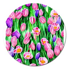 Combined Watercolor Flowers Magnet 5  (round) by GardenOfOphir