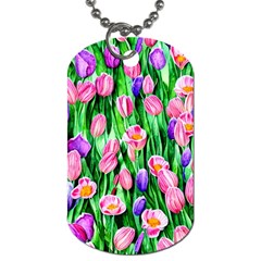 Combined Watercolor Flowers Dog Tag (two Sides) by GardenOfOphir