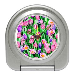 Combined Watercolor Flowers Travel Alarm Clock by GardenOfOphir