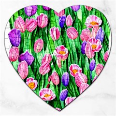 Combined Watercolor Flowers Jigsaw Puzzle (heart) by GardenOfOphir