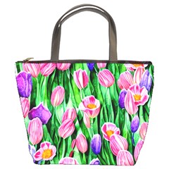 Combined Watercolor Flowers Bucket Bag by GardenOfOphir