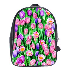 Combined Watercolor Flowers School Bag (large) by GardenOfOphir