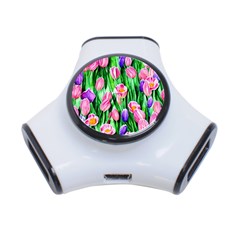 Combined Watercolor Flowers 3-port Usb Hub by GardenOfOphir