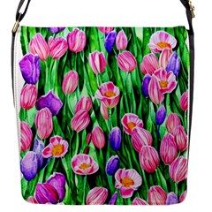 Combined Watercolor Flowers Flap Closure Messenger Bag (s) by GardenOfOphir