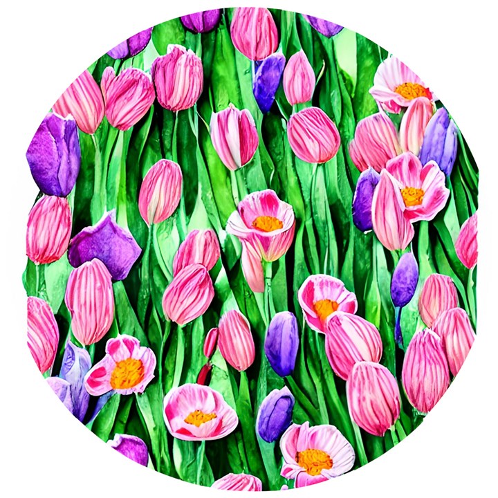 Combined watercolor flowers Wooden Puzzle Round