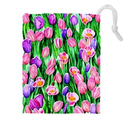 Combined Watercolor Flowers Drawstring Pouch (5xl) by GardenOfOphir