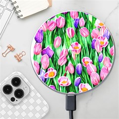 Combined Watercolor Flowers Wireless Fast Charger(white) by GardenOfOphir