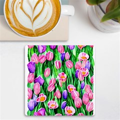 Combined Watercolor Flowers Uv Print Square Tile Coaster  by GardenOfOphir