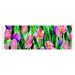 Combined Watercolor Flowers Banner And Sign 9  X 3  by GardenOfOphir