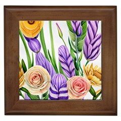 Classy Watercolor Flowers Framed Tile by GardenOfOphir