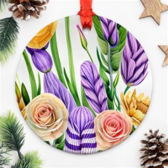 Classy Watercolor Flowers Ornament (round) by GardenOfOphir