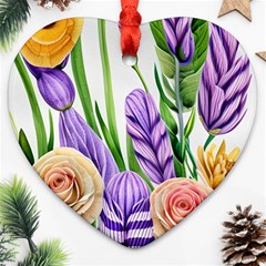 Classy Watercolor Flowers Ornament (heart) by GardenOfOphir