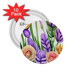 Classy Watercolor Flowers 2 25  Buttons (10 Pack)  by GardenOfOphir