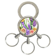 Classy Watercolor Flowers 3-ring Key Chain by GardenOfOphir