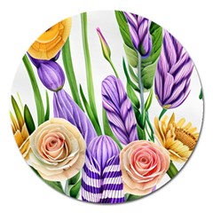 Classy Watercolor Flowers Magnet 5  (round) by GardenOfOphir