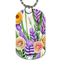 Classy Watercolor Flowers Dog Tag (one Side) by GardenOfOphir