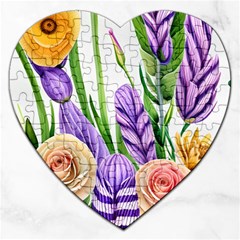 Classy Watercolor Flowers Jigsaw Puzzle (heart) by GardenOfOphir