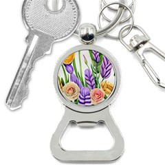 Classy Watercolor Flowers Bottle Opener Key Chain by GardenOfOphir