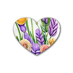 Classy Watercolor Flowers Rubber Coaster (heart) by GardenOfOphir