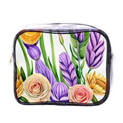 Classy Watercolor Flowers Mini Toiletries Bag (one Side) by GardenOfOphir