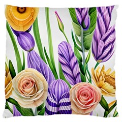 Classy Watercolor Flowers Large Cushion Case (two Sides) by GardenOfOphir