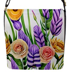 Classy Watercolor Flowers Flap Closure Messenger Bag (s) by GardenOfOphir