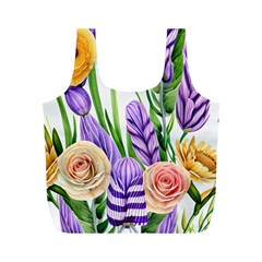 Classy Watercolor Flowers Full Print Recycle Bag (m) by GardenOfOphir