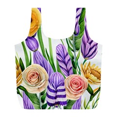 Classy Watercolor Flowers Full Print Recycle Bag (l) by GardenOfOphir