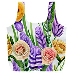 Classy Watercolor Flowers Full Print Recycle Bag (xxl) by GardenOfOphir