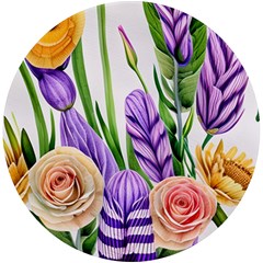 Classy Watercolor Flowers Uv Print Round Tile Coaster by GardenOfOphir