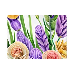 Classy Watercolor Flowers One Side Premium Plush Fleece Blanket (mini) by GardenOfOphir