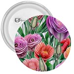 Captivating Watercolor Flowers 3  Buttons Front