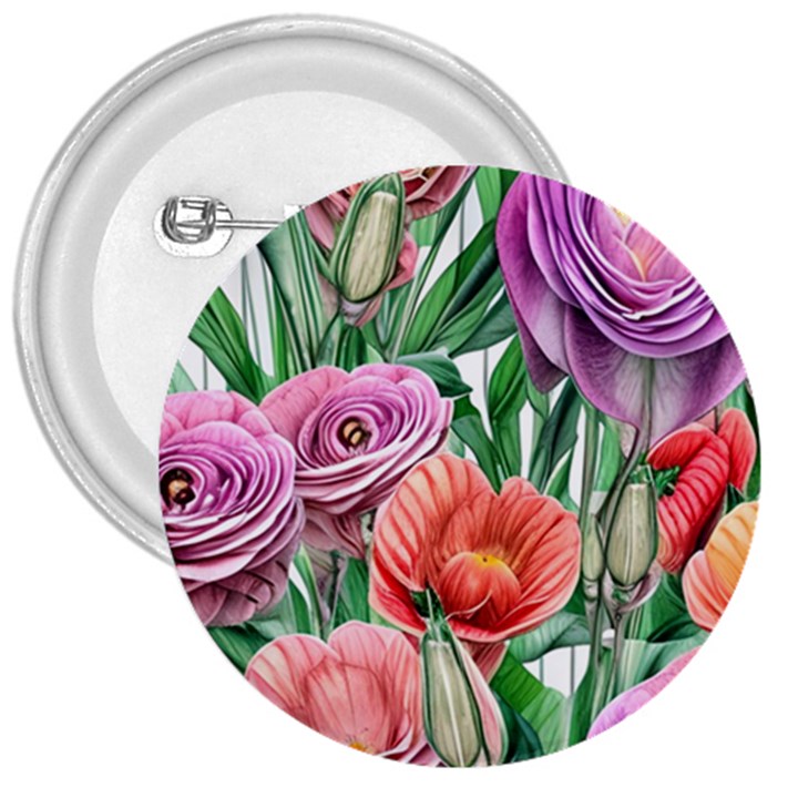 Captivating Watercolor Flowers 3  Buttons