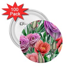 Captivating Watercolor Flowers 2 25  Buttons (100 Pack)  by GardenOfOphir