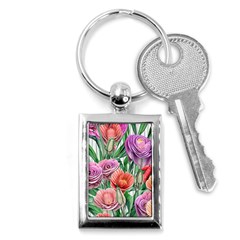 Captivating Watercolor Flowers Key Chain (rectangle) by GardenOfOphir