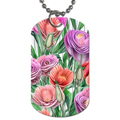 Captivating Watercolor Flowers Dog Tag (one Side) by GardenOfOphir