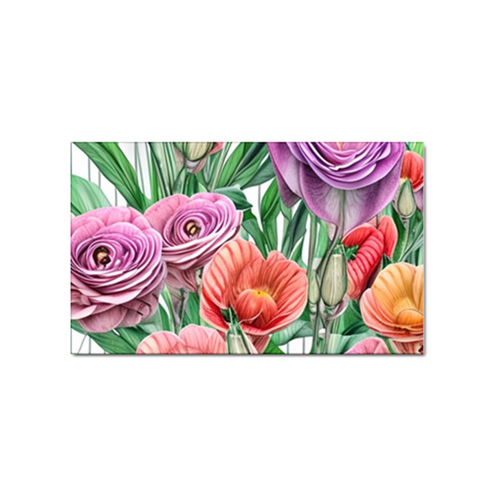 Captivating Watercolor Flowers Sticker Rectangular (10 pack)