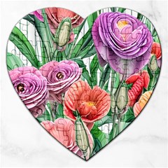 Captivating Watercolor Flowers Jigsaw Puzzle (heart) by GardenOfOphir